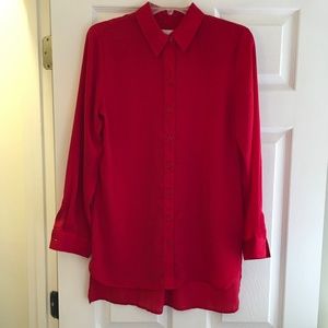 Chicos Red Tunic Blouse